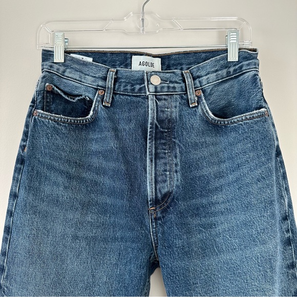 Agolde 90s Pinch Waist Jeans Range Women’s Size 27 Dark Denim Raw Hem Straight - Picture 8 of 16